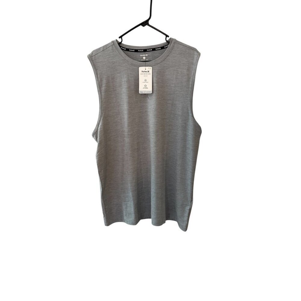 Hurley Mens Gray Sleeveless Performance Tank Top L Moisture-Wicking Stretch Fabr